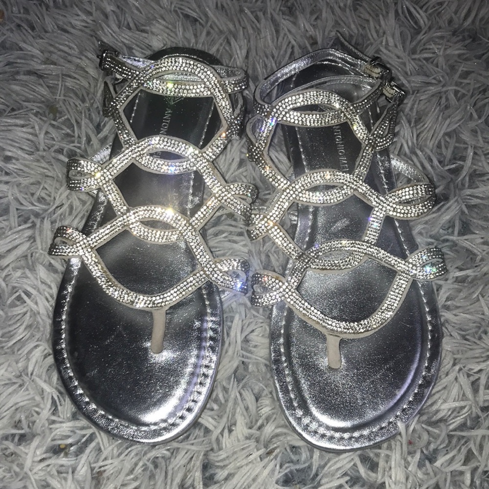 Antonio Melani silver flats size 7M